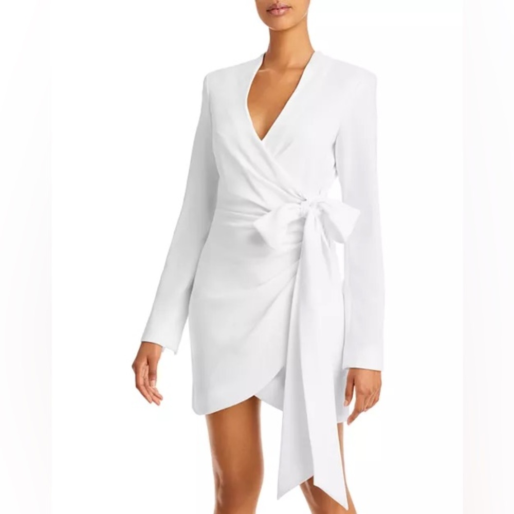 NWT Cinq a Sept Women’s‎ Sierra Long Sleeve Wrap Mini Dress Ivory Size 0